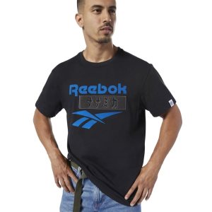 Koszulki Męskie Reebok Nanamica Vector Czarne PL 76ZDRGK